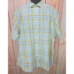 Tommy Bahama Mens Yellow & Blue Plaid Short Sleeve Shirt XL